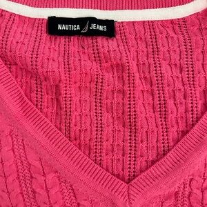 Nautica Vibrant Pink V-Neck Sweater